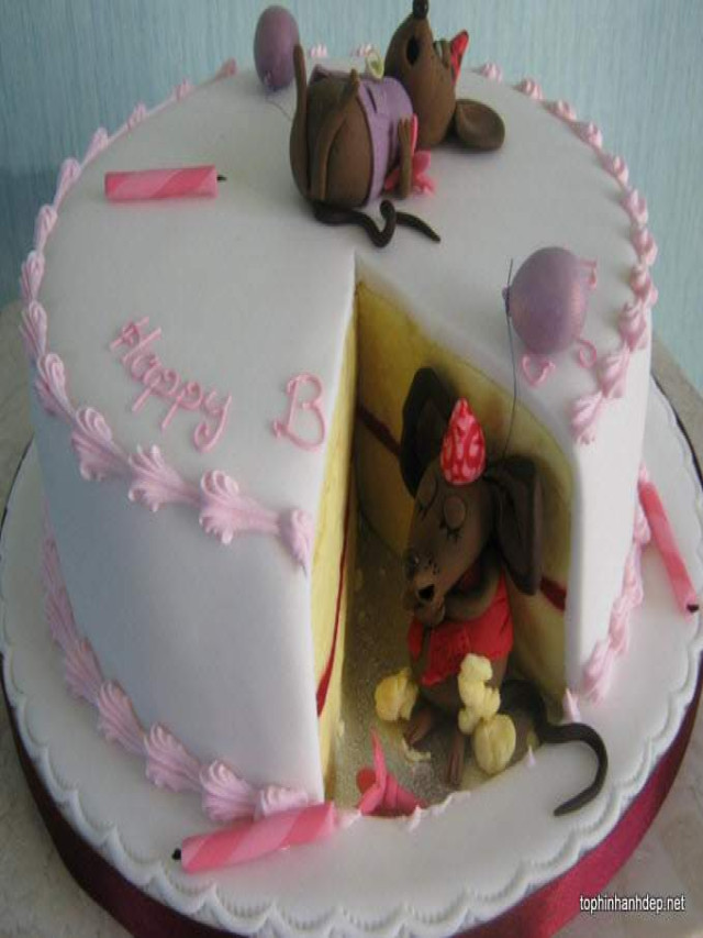 29 ảnh bánh sinh nhật hình con chuột đẹp, bánh kem tuổi Tý