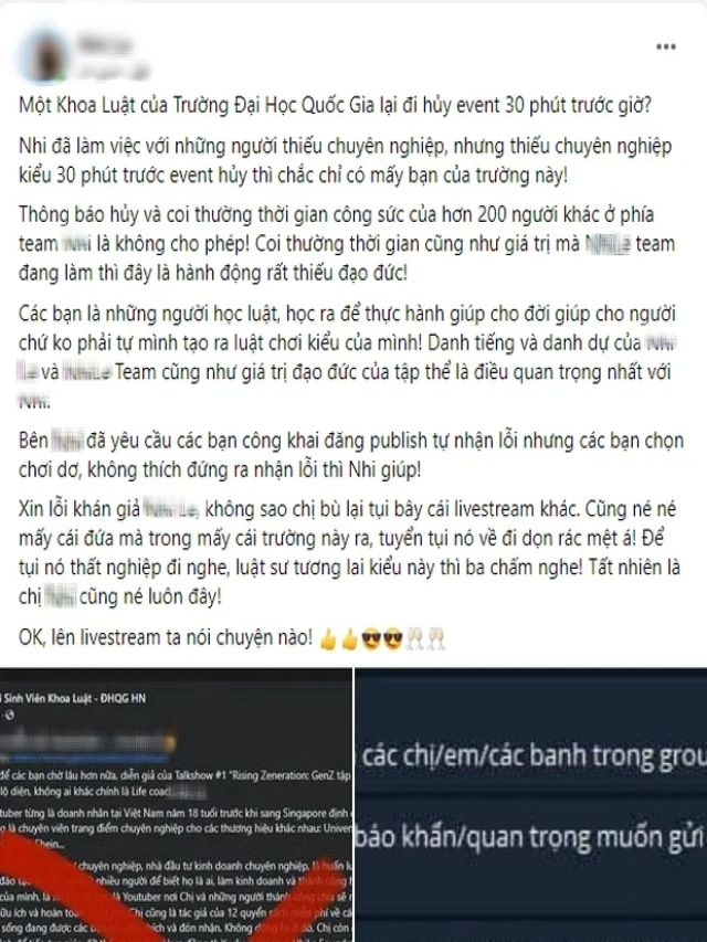 Một nữ life-coach gây bức xúc khi "miệt thị" SV khoa Luật "chơi dơ", "thiếu đạo đức" vì huỷ event trước 30 phút diễn ra