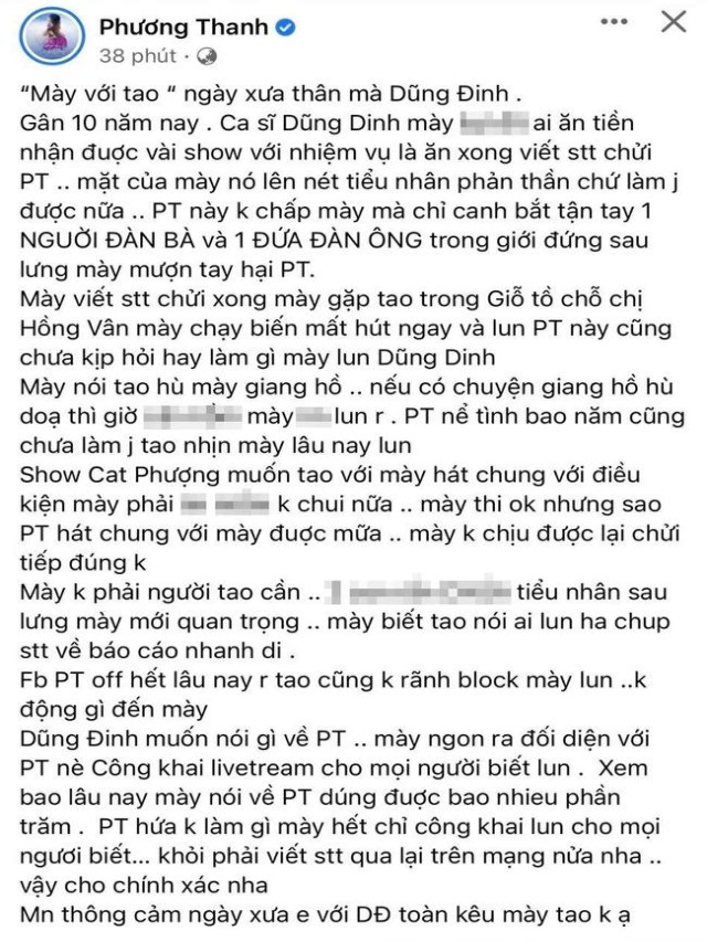 Phương Thanh chỉ đích danh một nam ca sĩ là 'tiểu nhân'