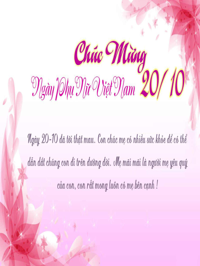 Thiệp chúc mừng 20/10 cho mẹ, cô giáo đẹp nhất