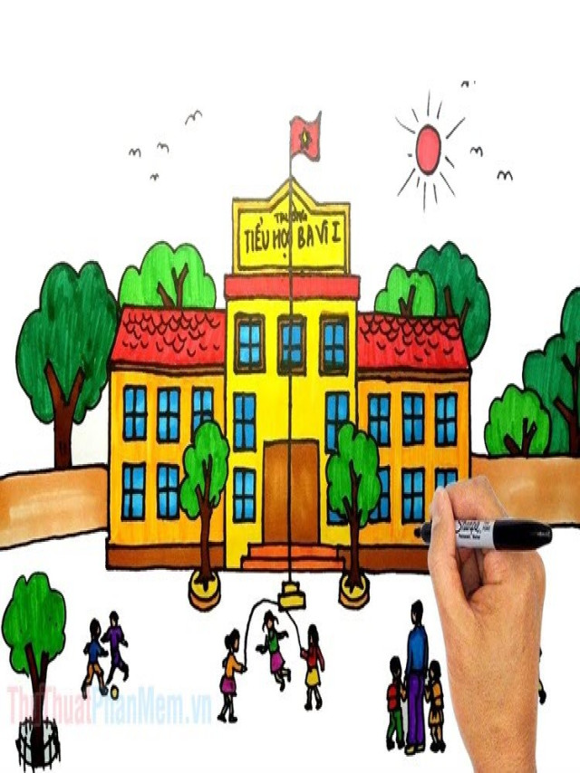 Tranh vẽ ngôi trường hạnh phúc đẹp nhất - Blog Thú Vị