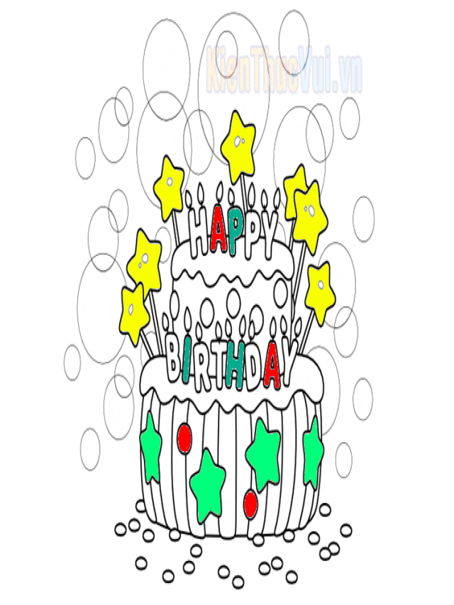 Tranh tô màu bánh sinh nhật cho bé